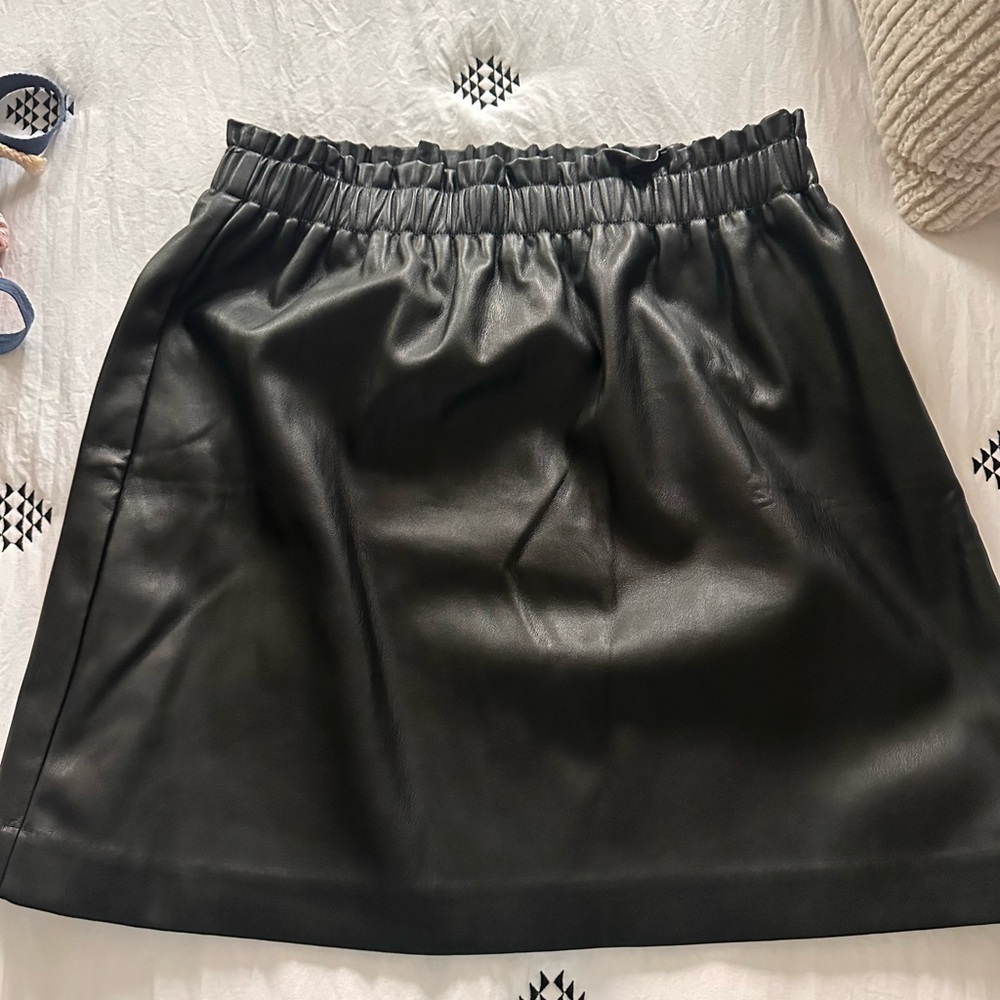 LOFT Black Faux Leather Mini Skirt
